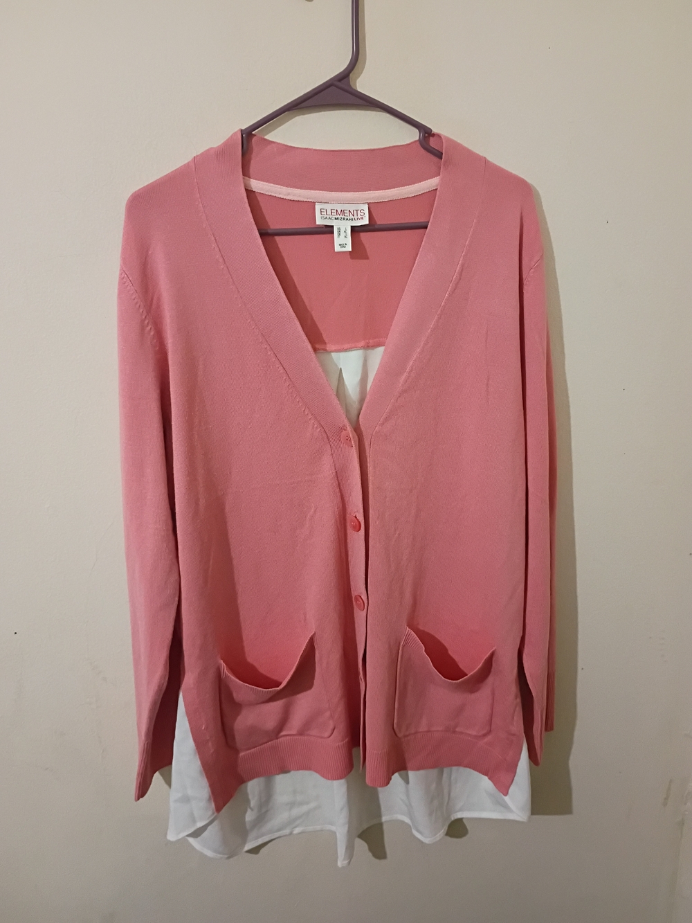 Isaac Mizrahi Pink V-Neck Button Cardigan